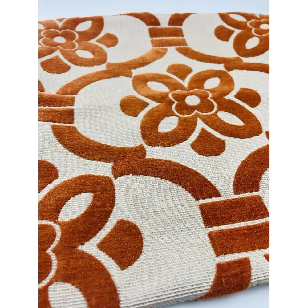Orange Moroccan Style Tile Texture Pillow Cover Thick Zipper Zip Boho Ethnic 17